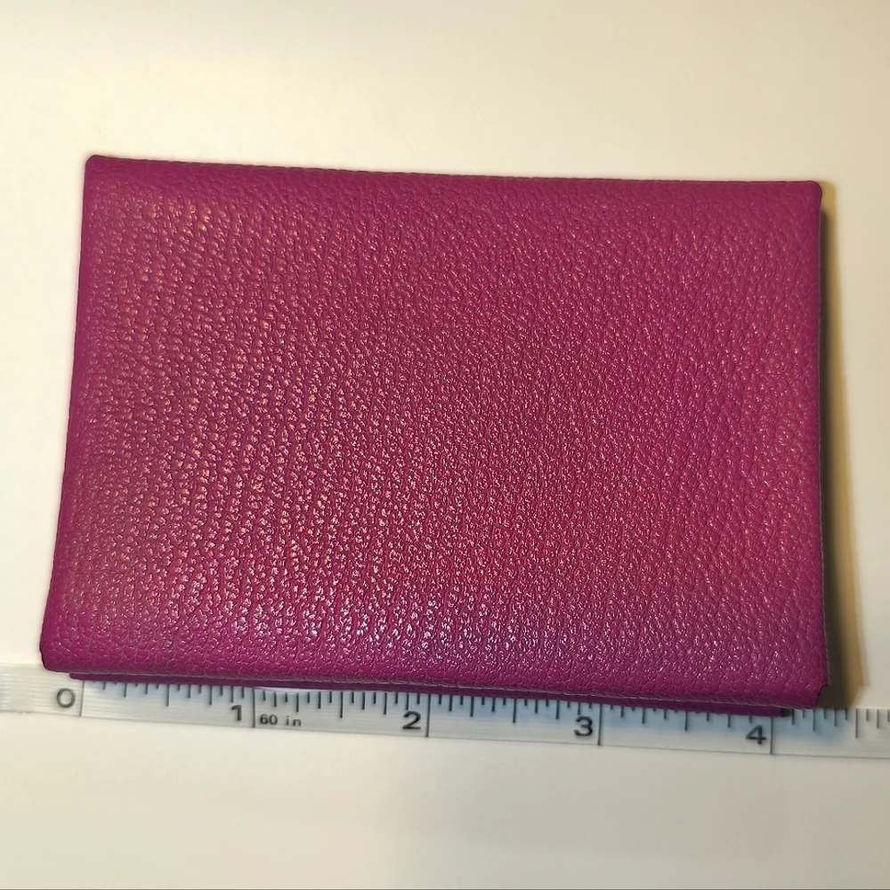 Hermes Calvi DUO Card Holder Pink Chevre Leather